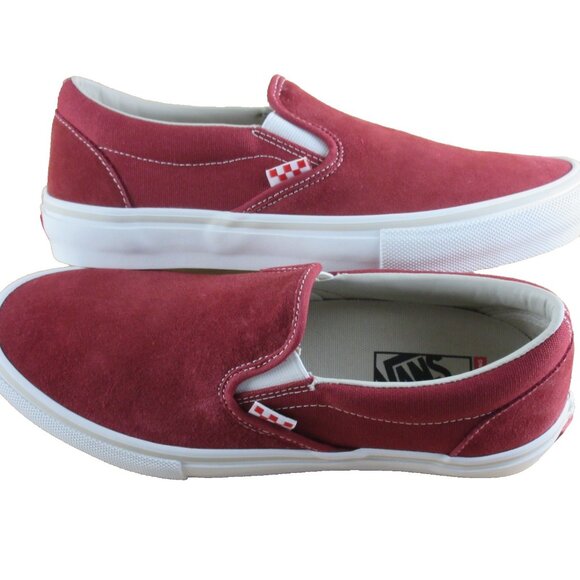Vans Men's Skate Slip On Sun Dried Tomato Red Suede Canvas shoes Sizes NIB - Picture 7 of 7